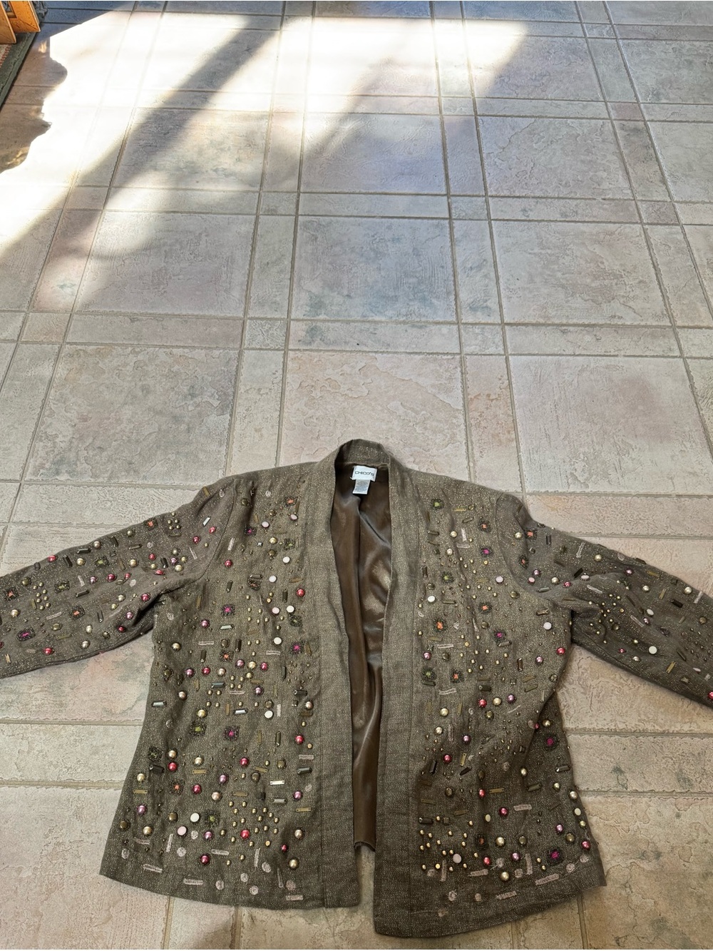 Chico's Embellished Brown Beaded Jacket